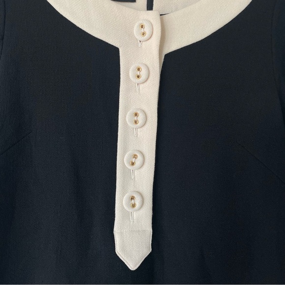 Vintage Gio Guerreri Wool Black and Beige Buttoned A-line ¾ Sleeves Dress - Picture 4 of 15